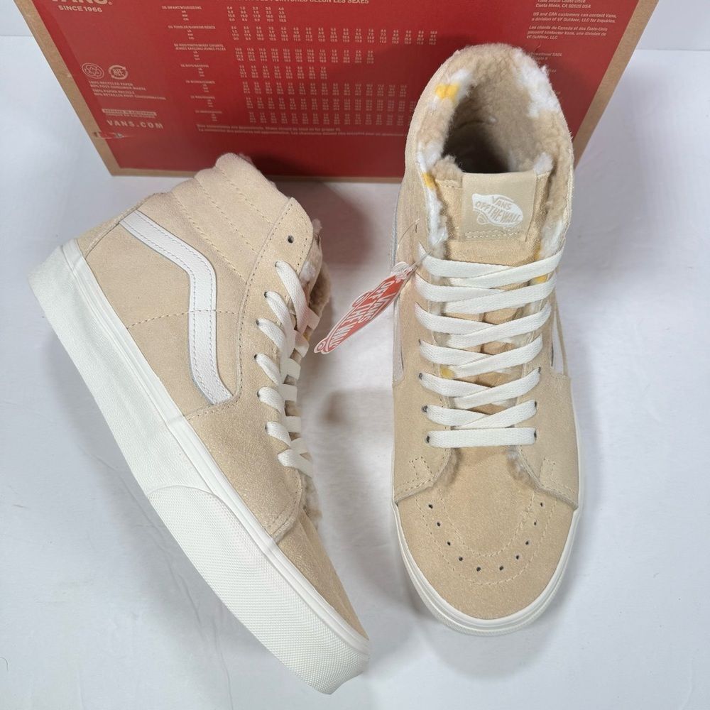 Vans Sk8-Hi Cozy Hug Biscotti Faux Fur Skate Shoe Sherpa Sneaker Women 9 Men 7.5